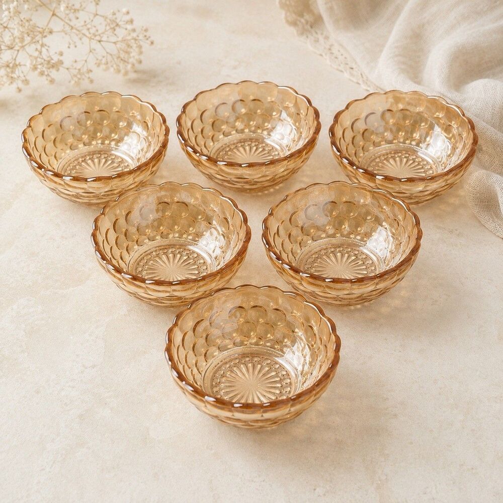 Anchor Hocking Fire-King Peach Luster Bubble Berry Bowls Set of 6 - 4.25” VTG